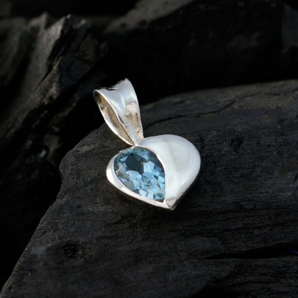 Blue Topaz Elegant Japanese Sterling Silver Solitaire Xiu Love Blue Pendant Jewellery