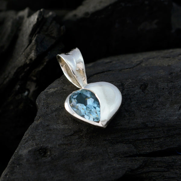 Blue Topaz Elegant Japanese Sterling Silver Solitaire Xiu Love Blue Pendant Jewellery