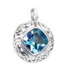 Blue Topaz Eye-catching Spanish 92.5 Silver Solitaire Blue Pendant
