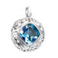 Blue Topaz Eye-catching Spanish 92.5 Silver Solitaire Blue Pendant