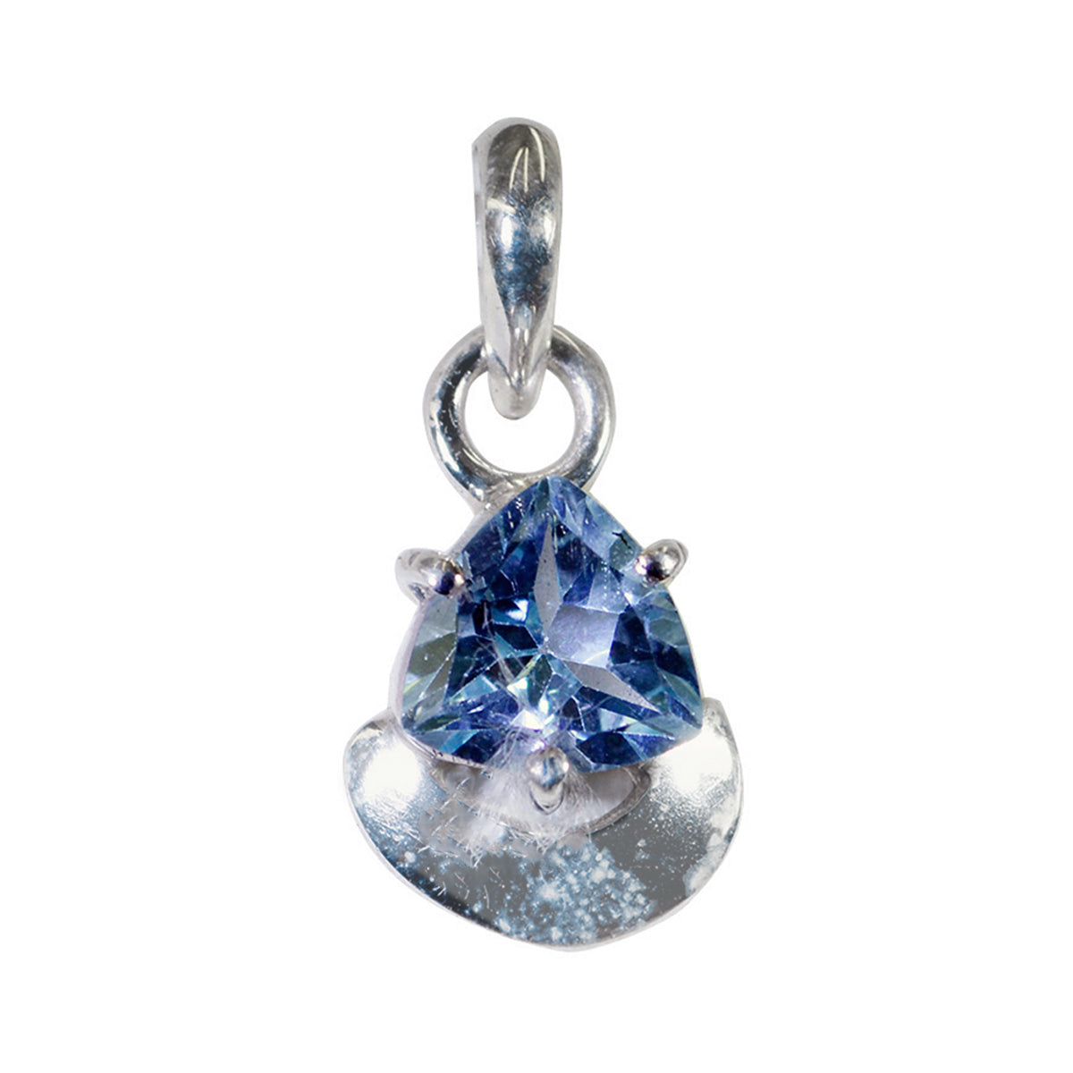 Blue Topaz Delicate German Sterling Silver Solitaire Blue Pendant