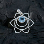 Blue Topaz Dainty Italian 925 Silver Solitaire Hanna Rope-Wire Blue Pendant Jewelry