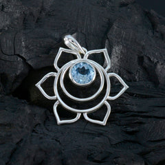 ブルートパーズ 繊細なイタリア製925シルバー ソリティア ハンナロープワイヤー ブルーペンダントジュエリー