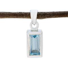 Blue Topaz Elegant Korean Sterling Silver Solitaire Blue Pendant