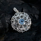 Blue Topaz Dainty German Silver Solitaire Nayara Vintage Blue Pendant Jewelry