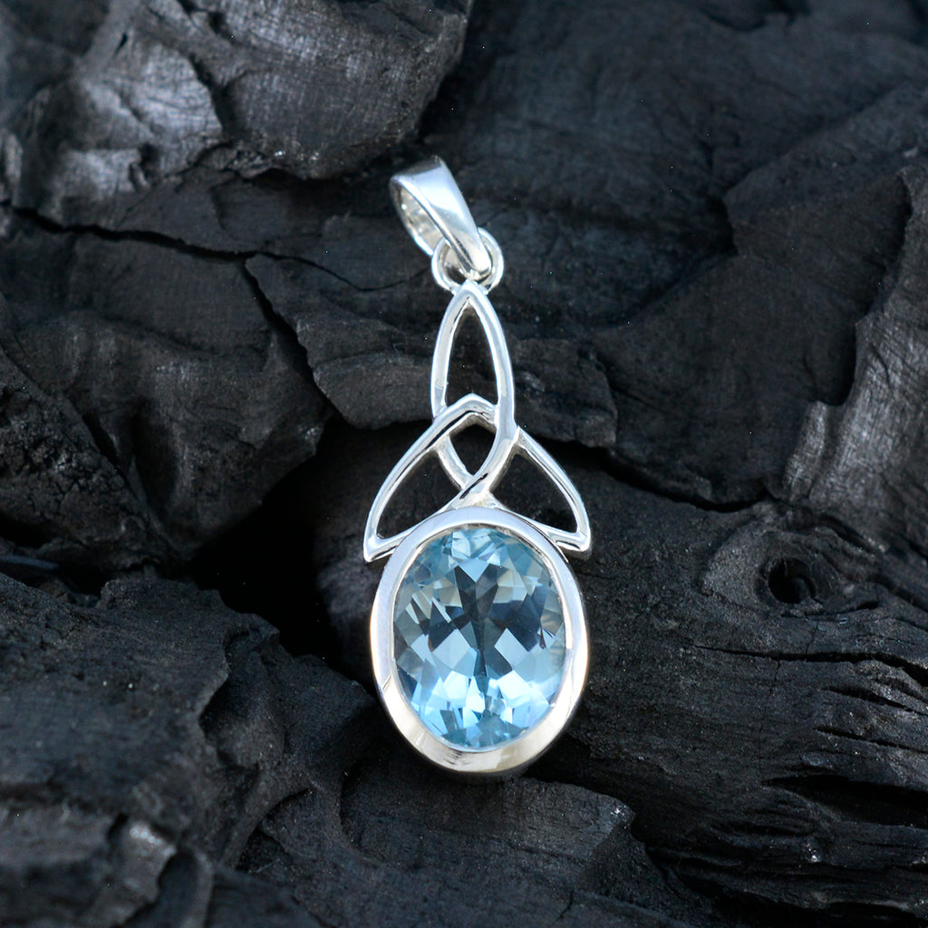 Blue Topaz Elegant Japanese 92.5 Silver Solitaire Yuki Claddagh Blue Pendant Jewellery