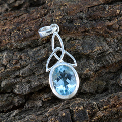 Blue Topaz Elegant Japanese 92.5 Silver Solitaire Yuki Claddagh Blue Pendant Jewellery
