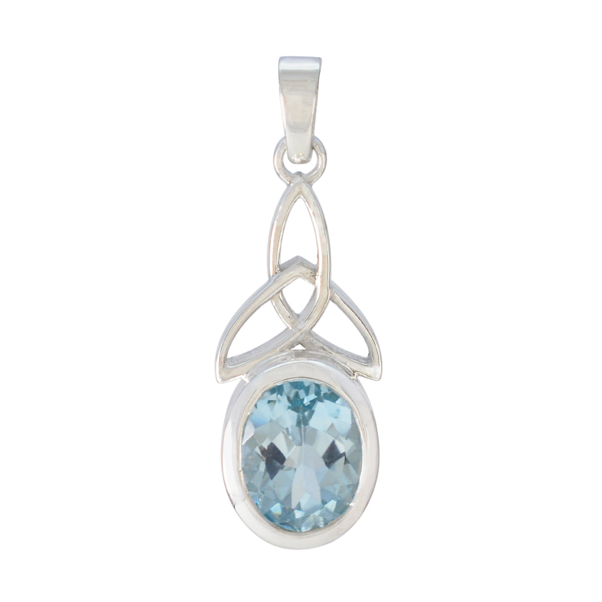 Blue Topaz Elegant Japanese 92.5 Silver Solitaire Blue Pendant メイン画像