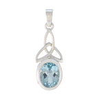 Blue Topaz Elegant Japanese 92.5 Silver Solitaire Blue Pendant