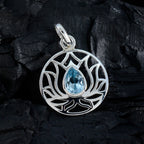 Blue Topaz Dainty French 92.5 Silver Solitaire Bella Rope-Wire Blue Pendant Jewellery