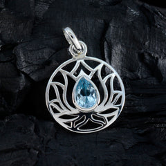 Blue Topaz Dainty French 92.5 Silver Solitaire Bella Rope-Wire Blue Pendant Jewellery