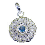 Blue Topaz Featherlight German Sterling Silver Solitaire Grace Art-Deco Blue Pendant Jewellery