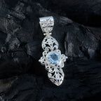 Blue Topaz Tiny Spanish 92.5 Silver Solitaire Isabella antique Blue Pendant Jewellery