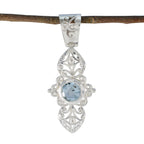 Blue Topaz Tiny Spanish 92.5 Silver Solitaire Blue Pendant