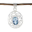 Blue Topaz Mid-weight Spanish 92.5 Silver Solitaire Blue Pendant