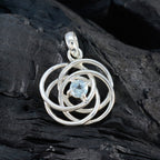 Blue Topaz Delicate Italian 92.5 Silver Solitaire Valentina antique Blue Pendant Jewellery