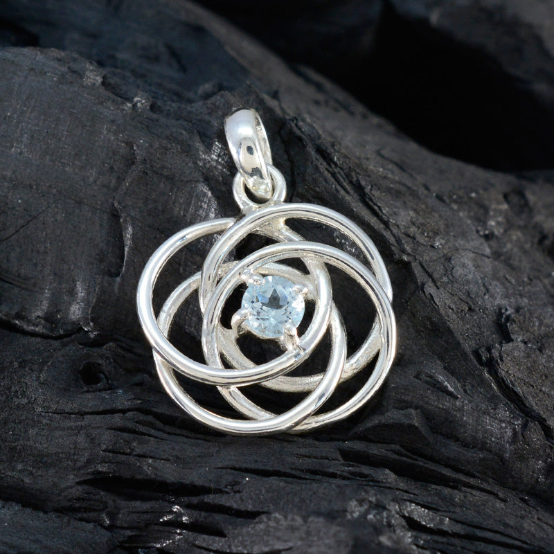 Blue Topaz Delicate Italian 92.5 Silver Solitaire Valentina antique Blue Pendant Jewellery