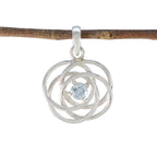 Blue Topaz Delicate Italian 92.5 Silver Solitaire Blue Pendant