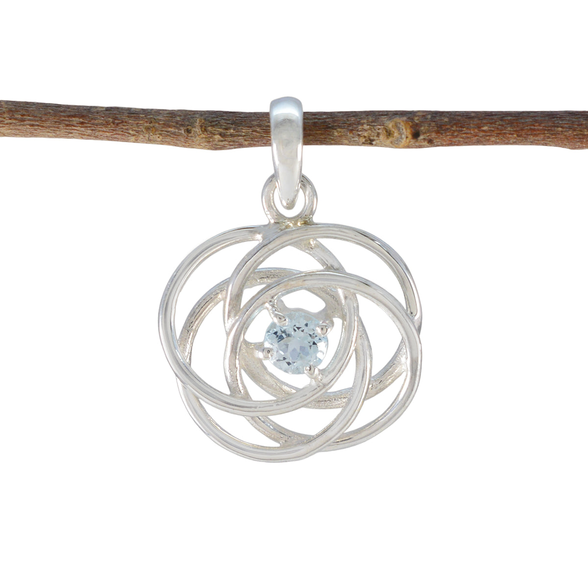 Blue Topaz Delicate Italian 92.5 Silver Solitaire Blue Pendant