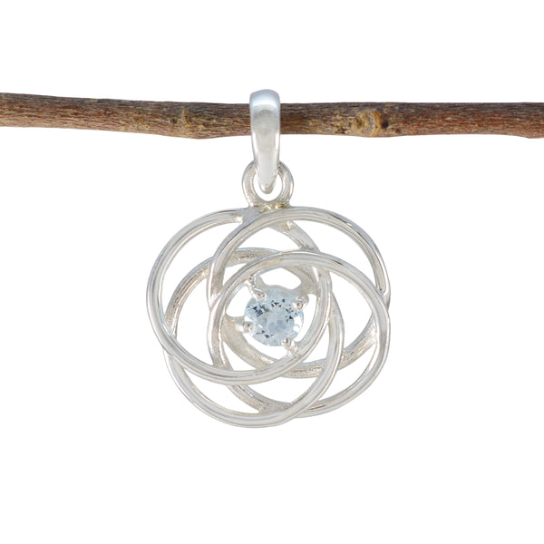 Blue Topaz Delicate Italian 92.5 Silver Solitaire Blue Pendant