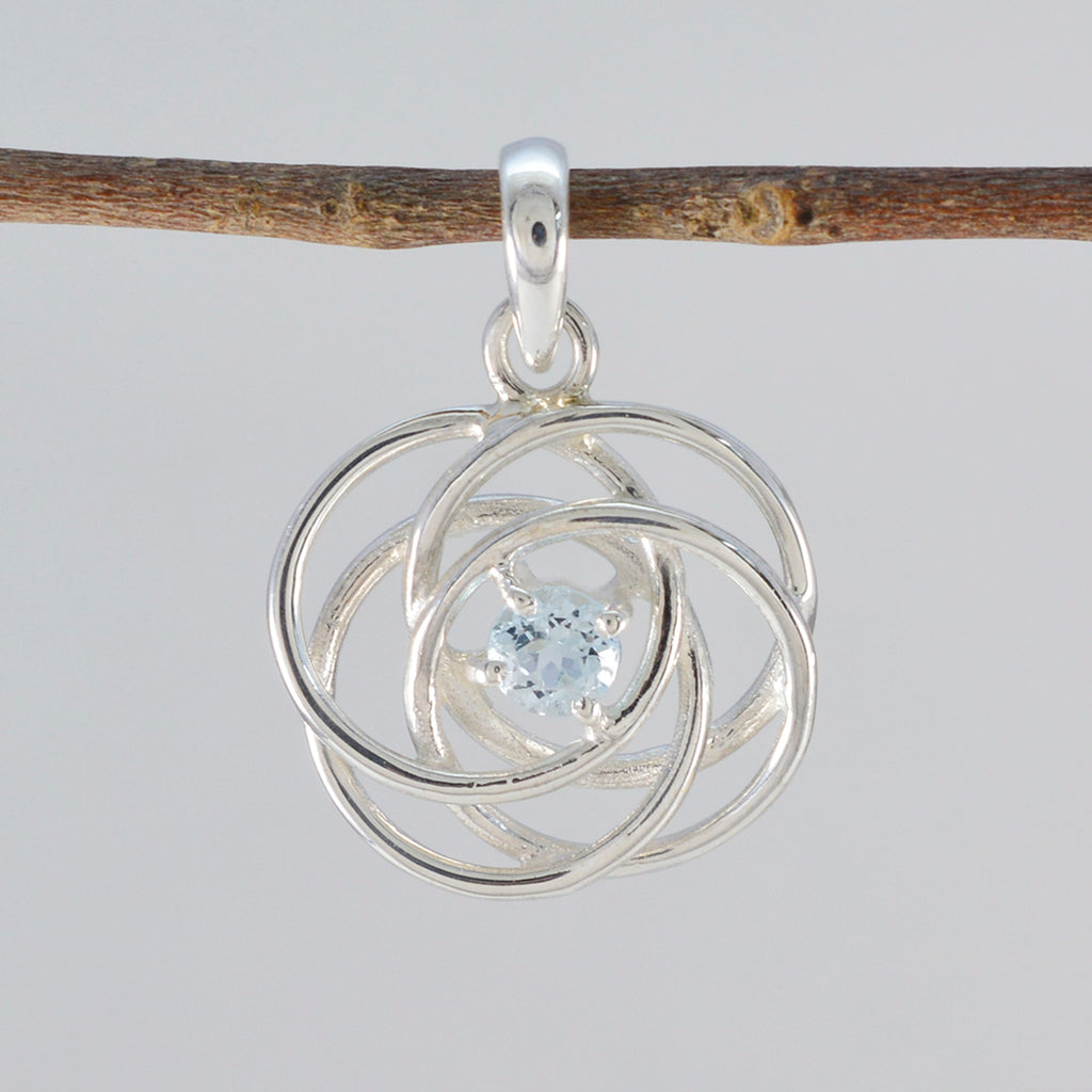 Blue Topaz Delicate Italian 92.5 Silver Solitaire Valentina antique Blue Pendant Jewellery