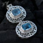 Blue Topaz Statement Italian 92.5 Silver Toi et Moi Sofia antique Blue Pendant Jewellery