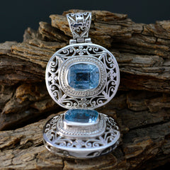 Blue Topaz Statement Italian 92.5 Silver Toi et Moi Sofia antique Blue Pendant Jewellery