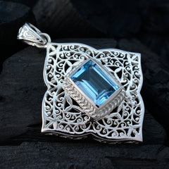 Blue Topaz Statement Spanish Silver Solitaire Victoria Geometric Blue Pendant Jewelry