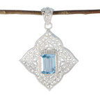 Blue Topaz Statement Spanish Silver Solitaire Blue Pendant
