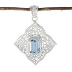 Blue Topaz Statement Spanish Silver Solitaire Blue Pendant