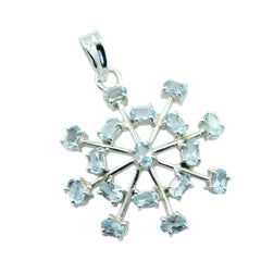 ブルートパーズが目を引くアメリカン925シルバーのマルチセシリアバブルブルーペンダントジュエリー