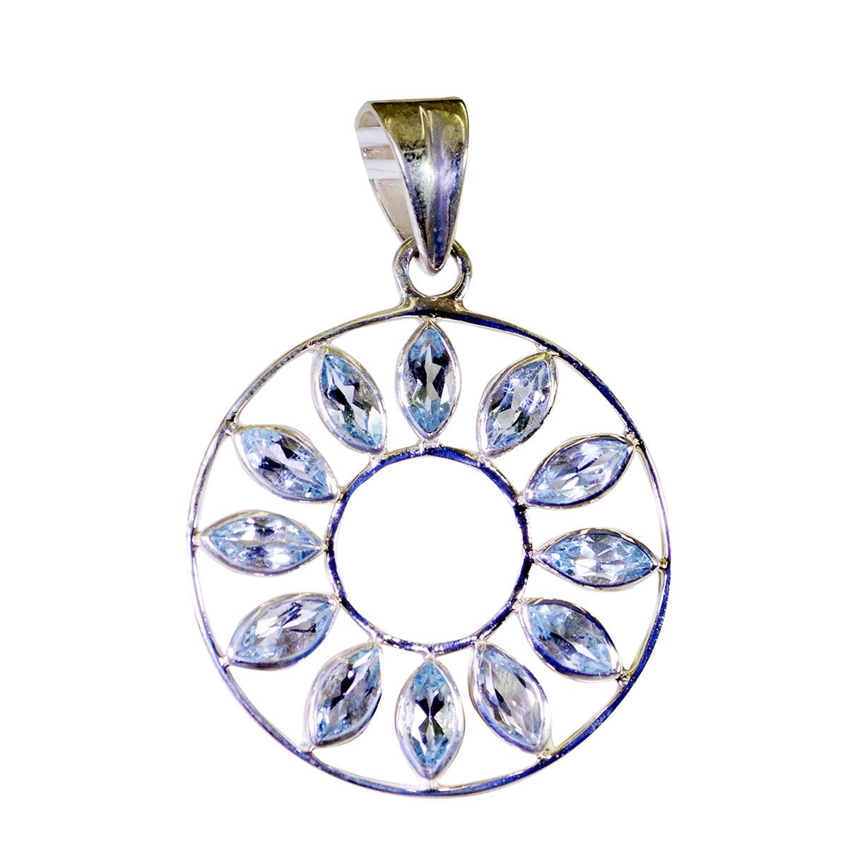 Blue Topaz Featherlight Latin American 925 Silver multiple Blue Pendant Hoofdafbeelding