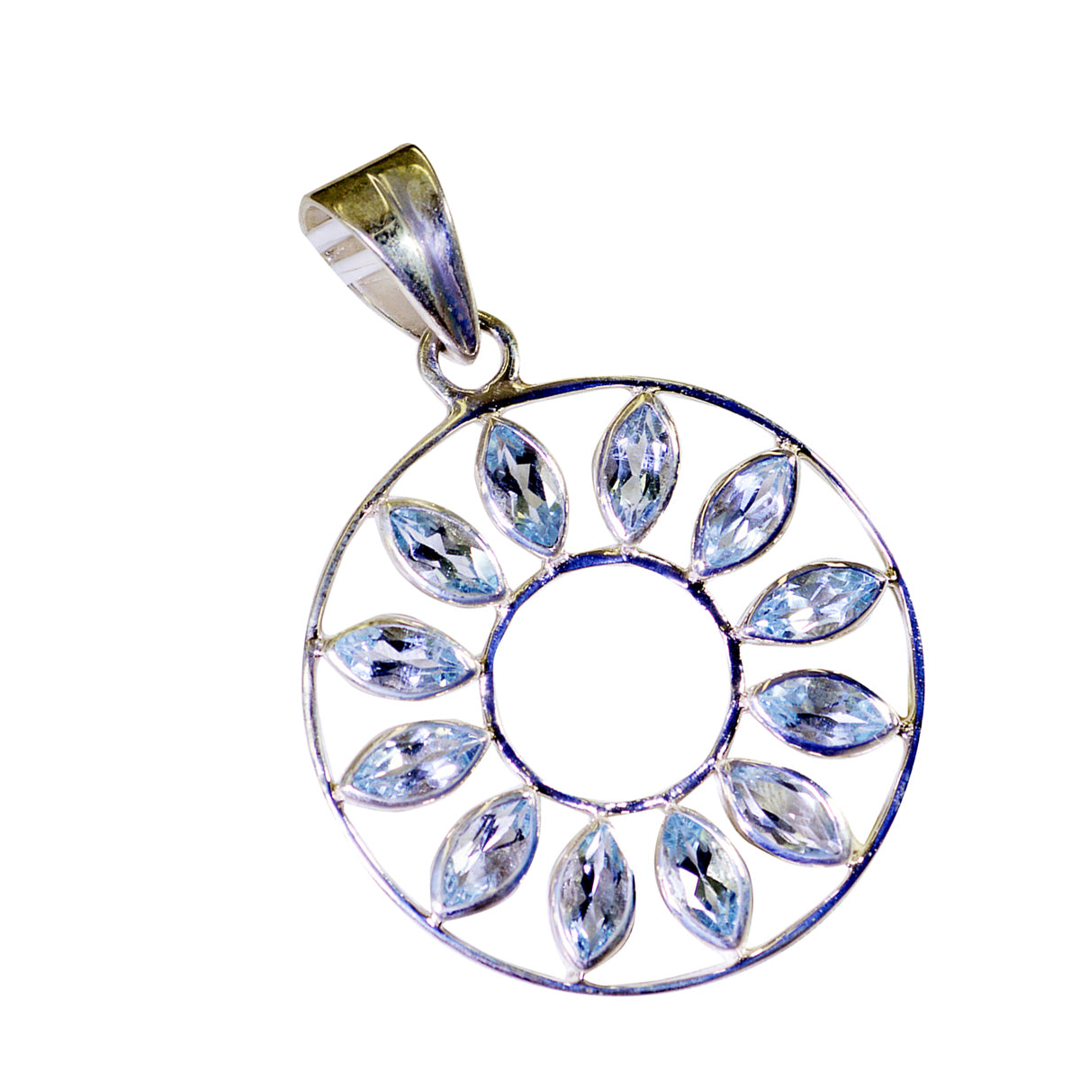 Blauwe Topaas Featherlight Latijns-Amerikaans 925 Zilver meervoudig Ava Verfijnde Blauwe Hanger Sieraden Secundaire afbeelding