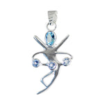 Blue Topaz Essential Russian 92.5 Silver quarter Blue Pendant