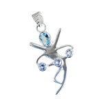 Blue Topaz Essential Russian 92.5 Silver quarter Grace Love Blue Pendant Jewellery