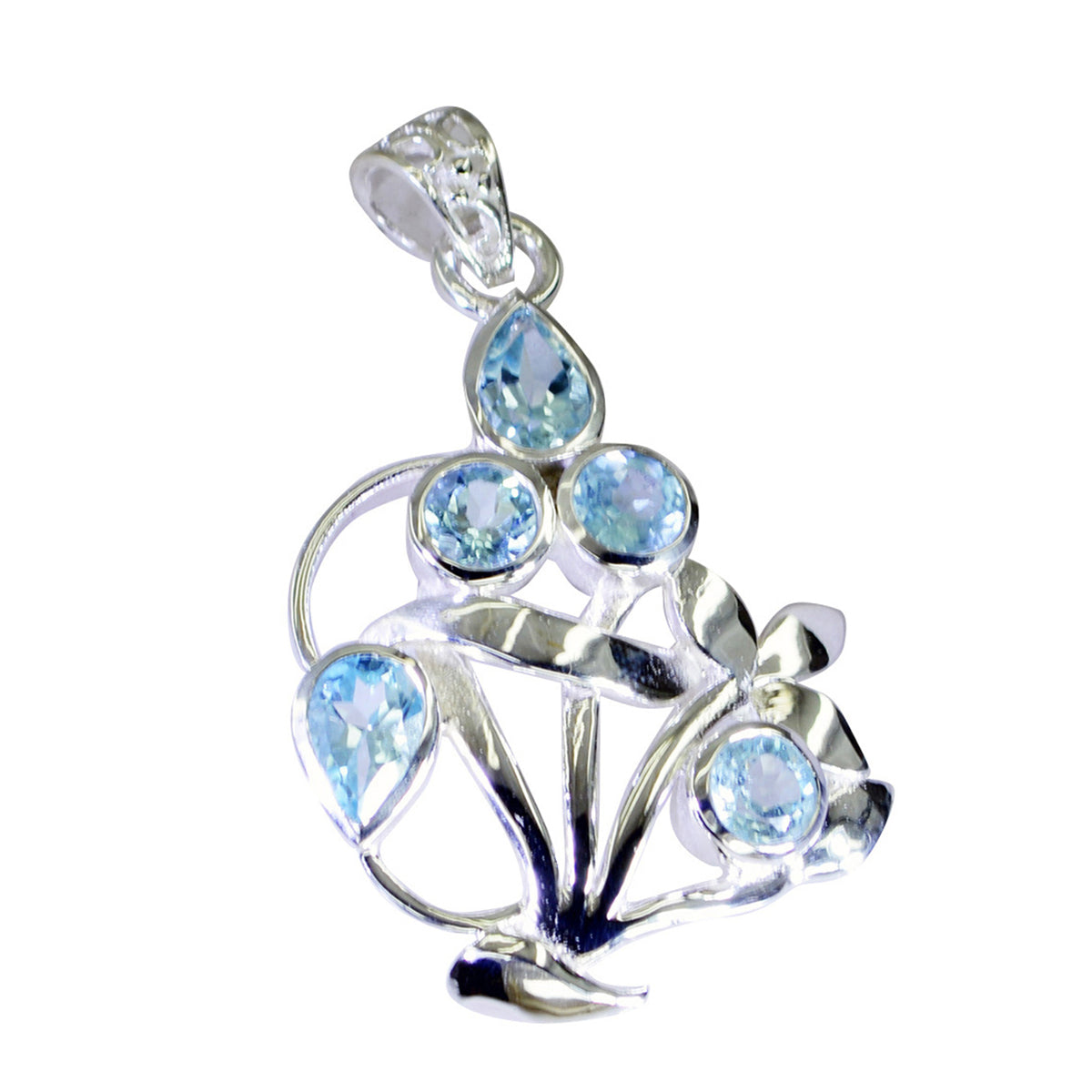 Blue Topaz Edgy Mexican Sterling Silver multiple Blue Pendant Main image