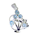Blue Topaz Edgy Mexican Sterling Silver multiple Blue Pendant