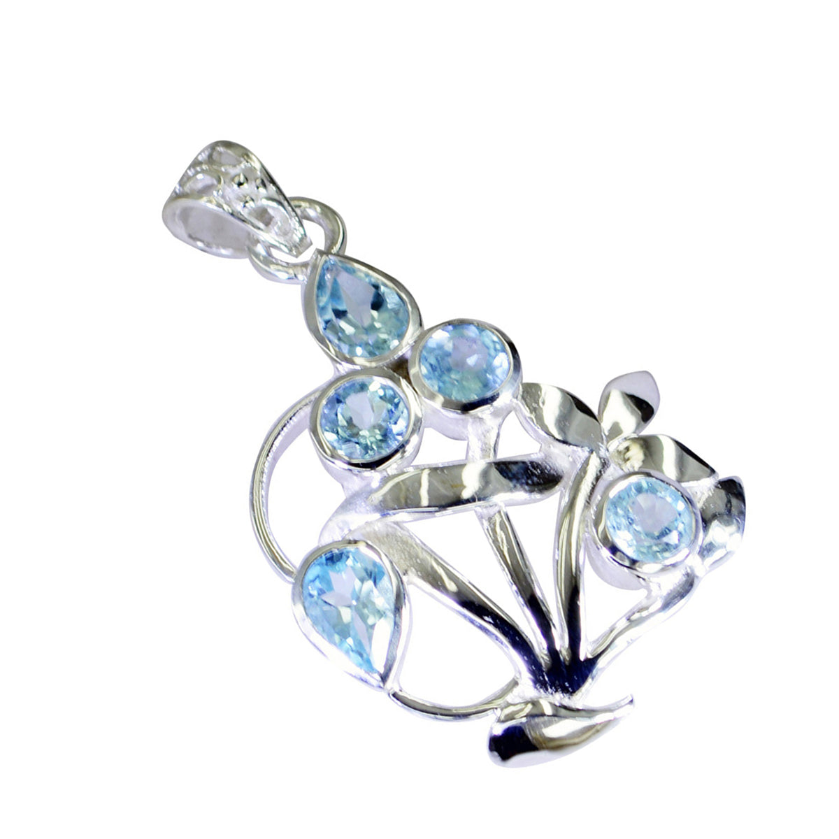 Blue Topaz Edgy Mexican Sterling Silver multiple Natalie Love Blue Pendant Jewellery