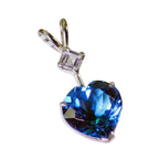 Blue Topaz Dainty Egyptian 92.5 Silver Toi et Moi Violet Love Blue Pendant Jewellery