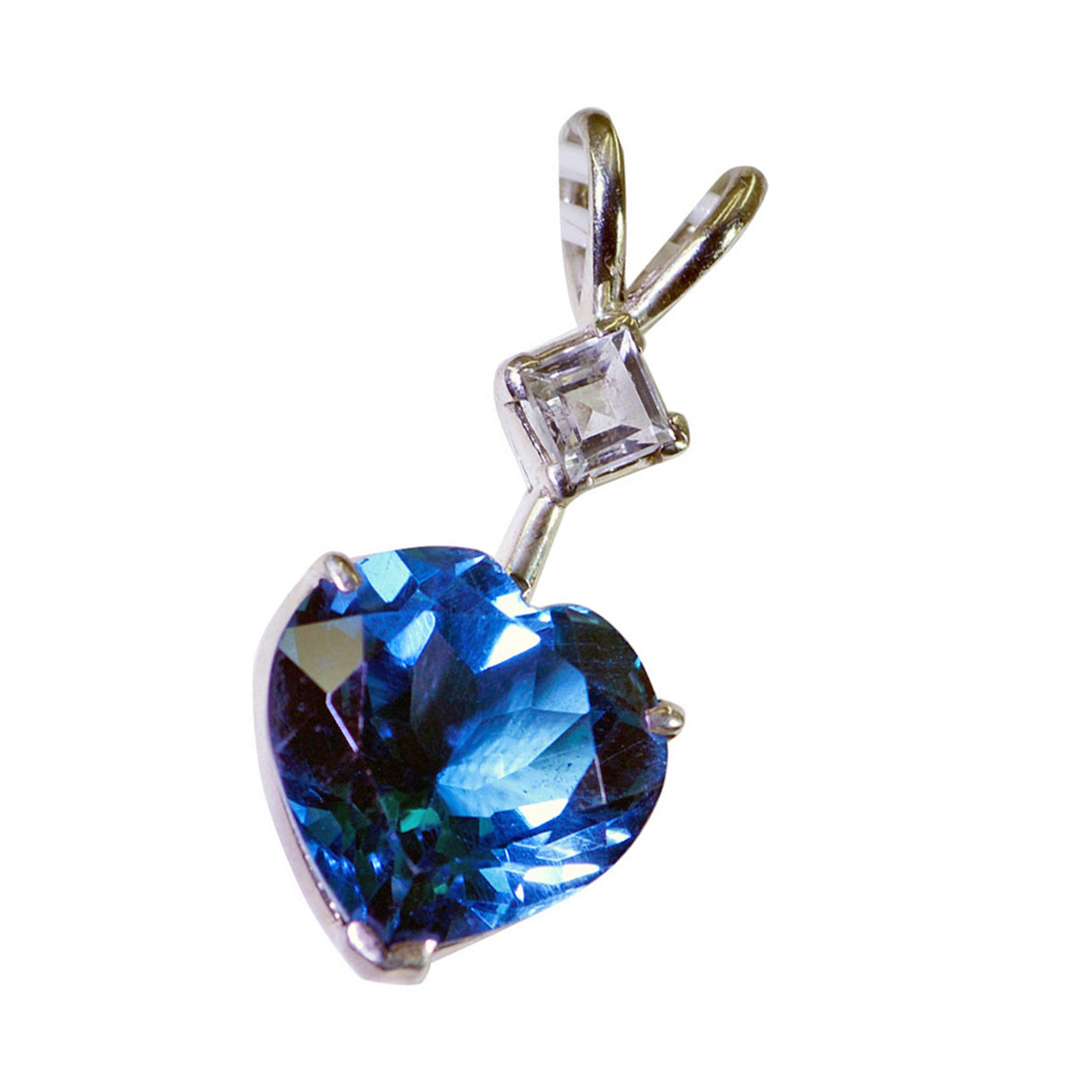 Blue Topaz Dainty Egyptian 92.5 Silver Toi et Moi Violet Love Blue Pendant Jewellery