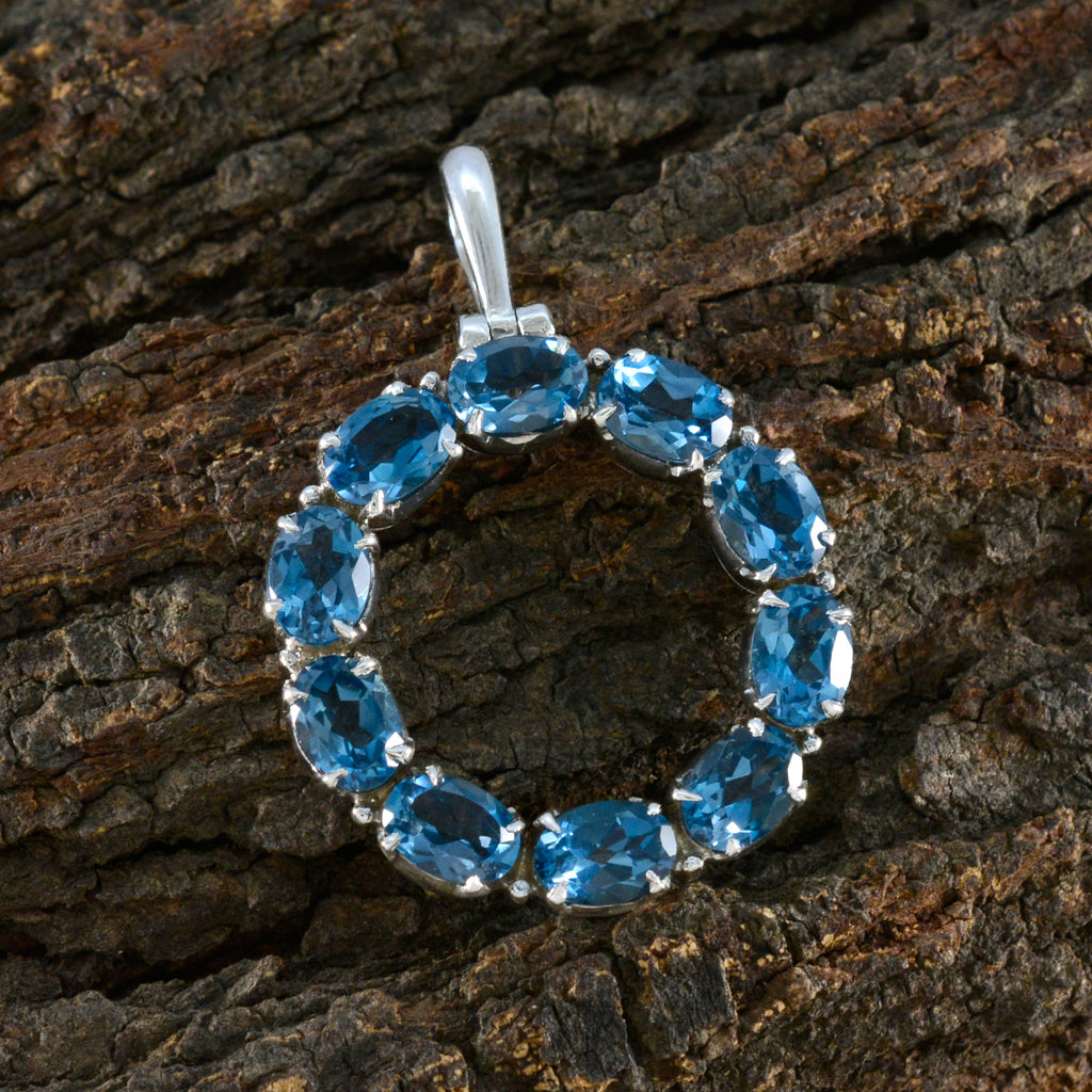 Blue Topaz Eye-catching Egyptian 925 Silver deka Lucia Armor Blue Pendant Jewelry