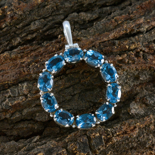 Blue Topaz Eye-catching Egyptian 925 Silver deka Lucia Armor Blue Pendant Jewelry