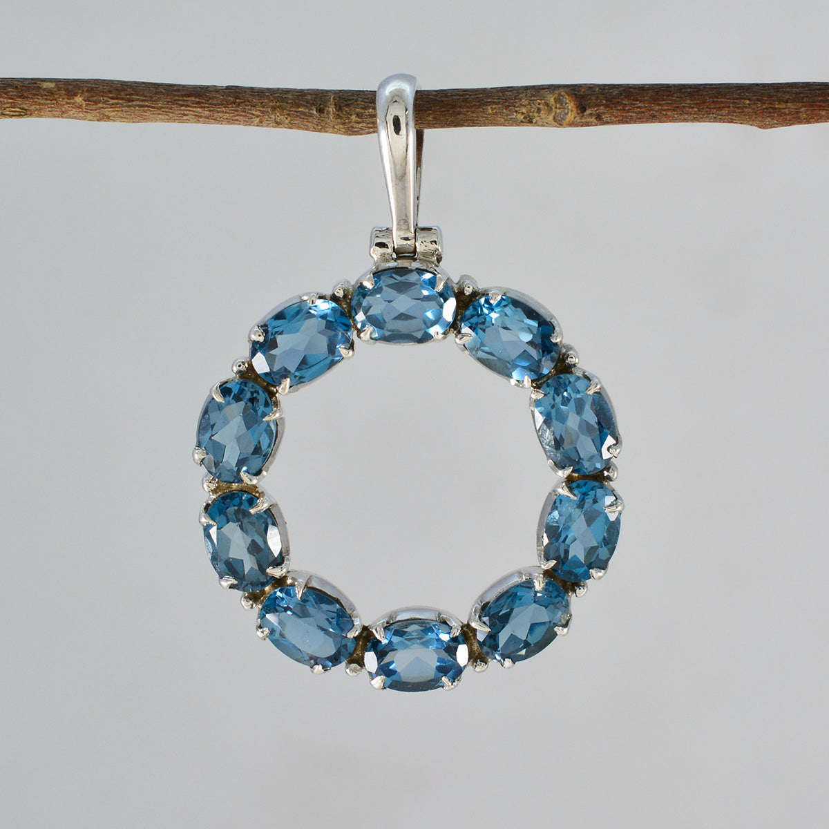 Blauwe Topaas Opvallende Egyptische 925 Zilveren Deka Lucia Armor Blauwe Hanger Sieraden Secundaire afbeelding