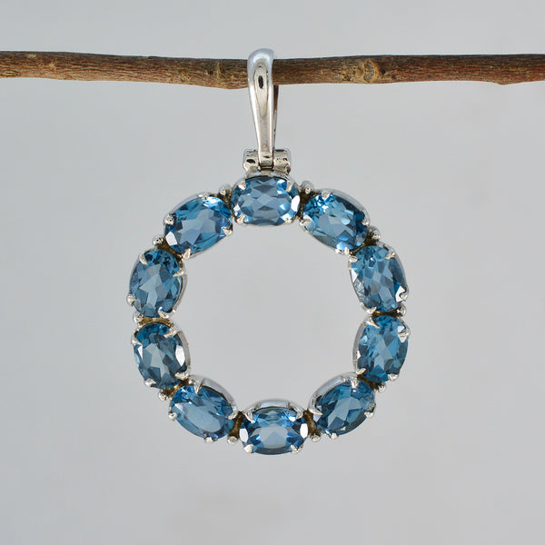 Blue Topaz Eye-catching Egyptian 925 Silver deka Lucia Armor Blue Pendant Jewelry
