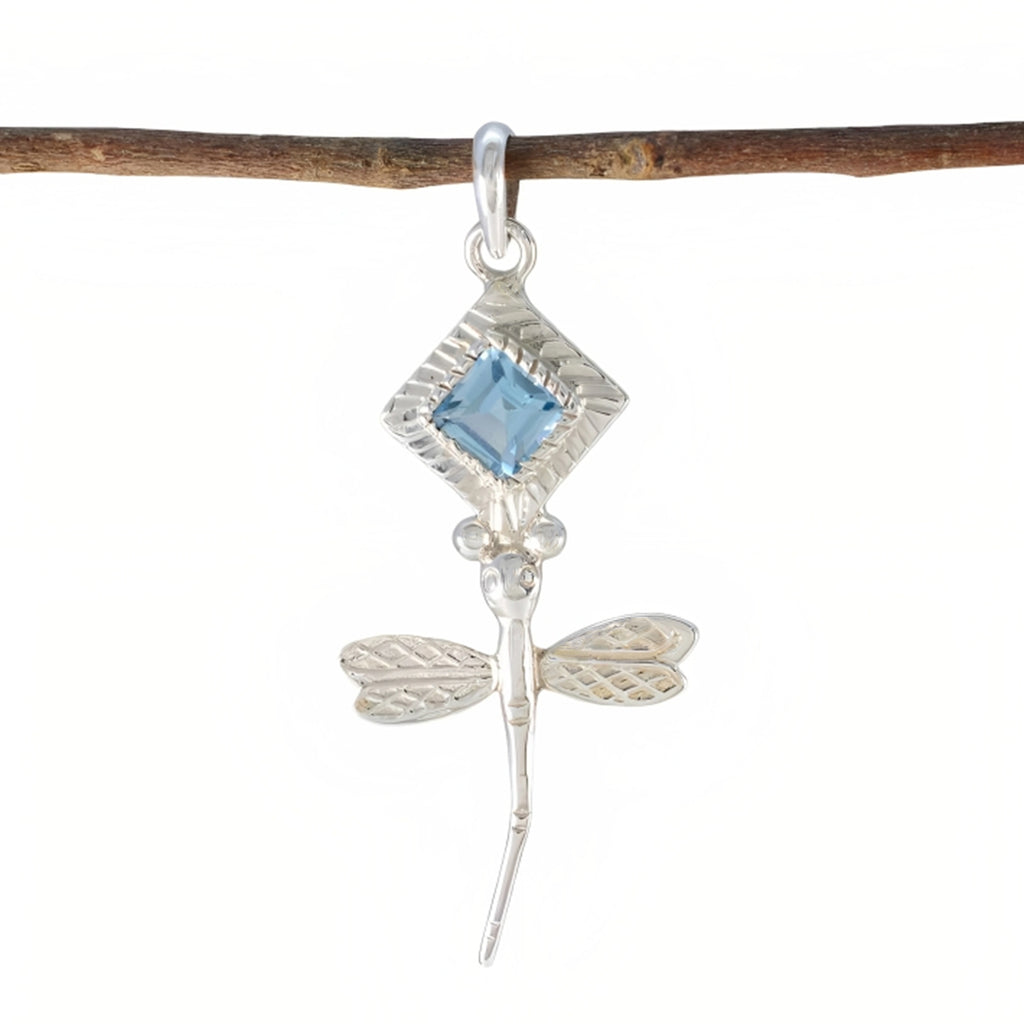 Blue Topaz Whisper-thin Latin American Silver Solitaire Blue Pendant