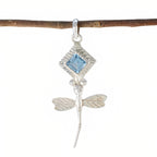 Blue Topaz Whisper-thin Latin American Silver Solitaire Blue Pendant