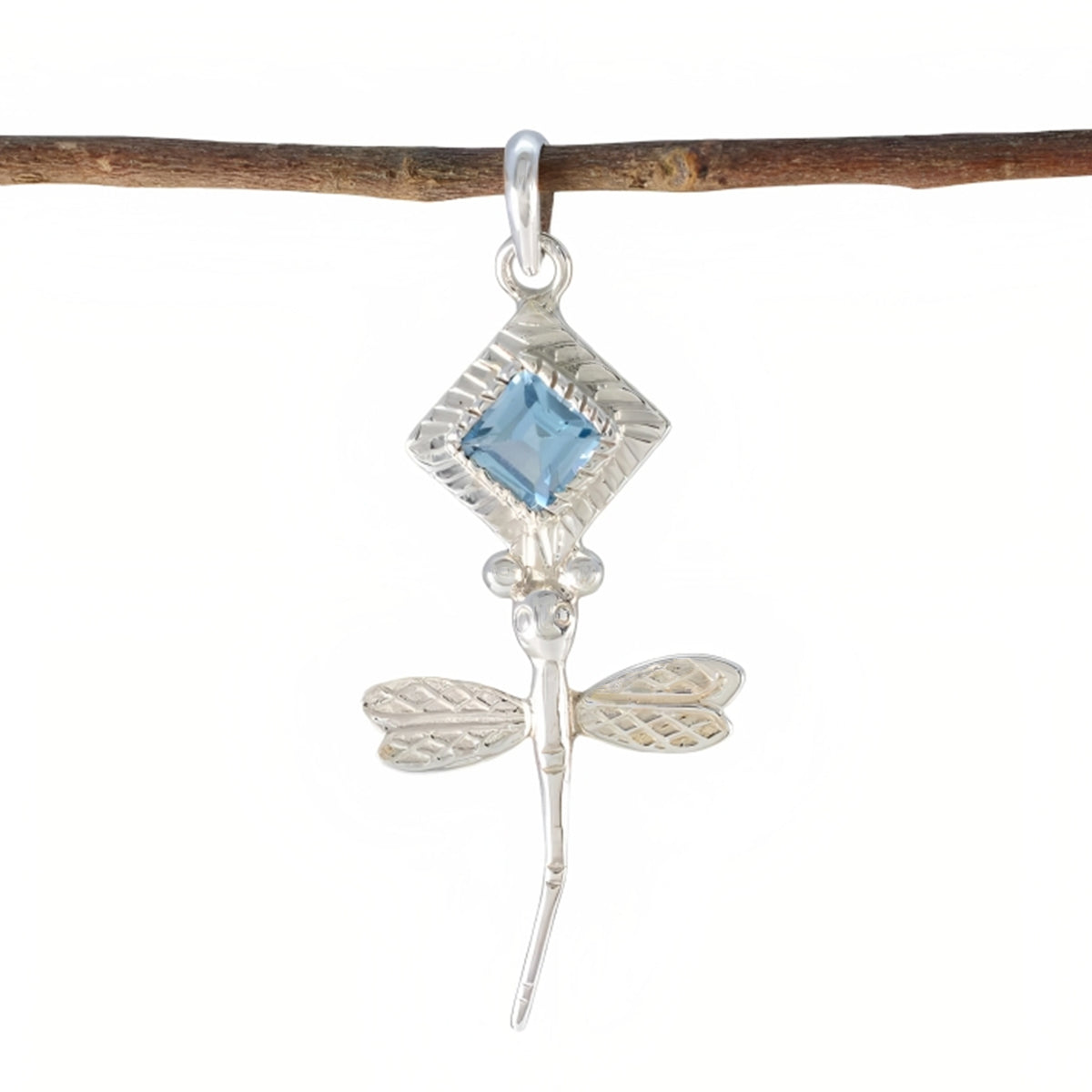 Blue Topaz Whisper-thin Latin American Silver Solitaire Blue Pendant