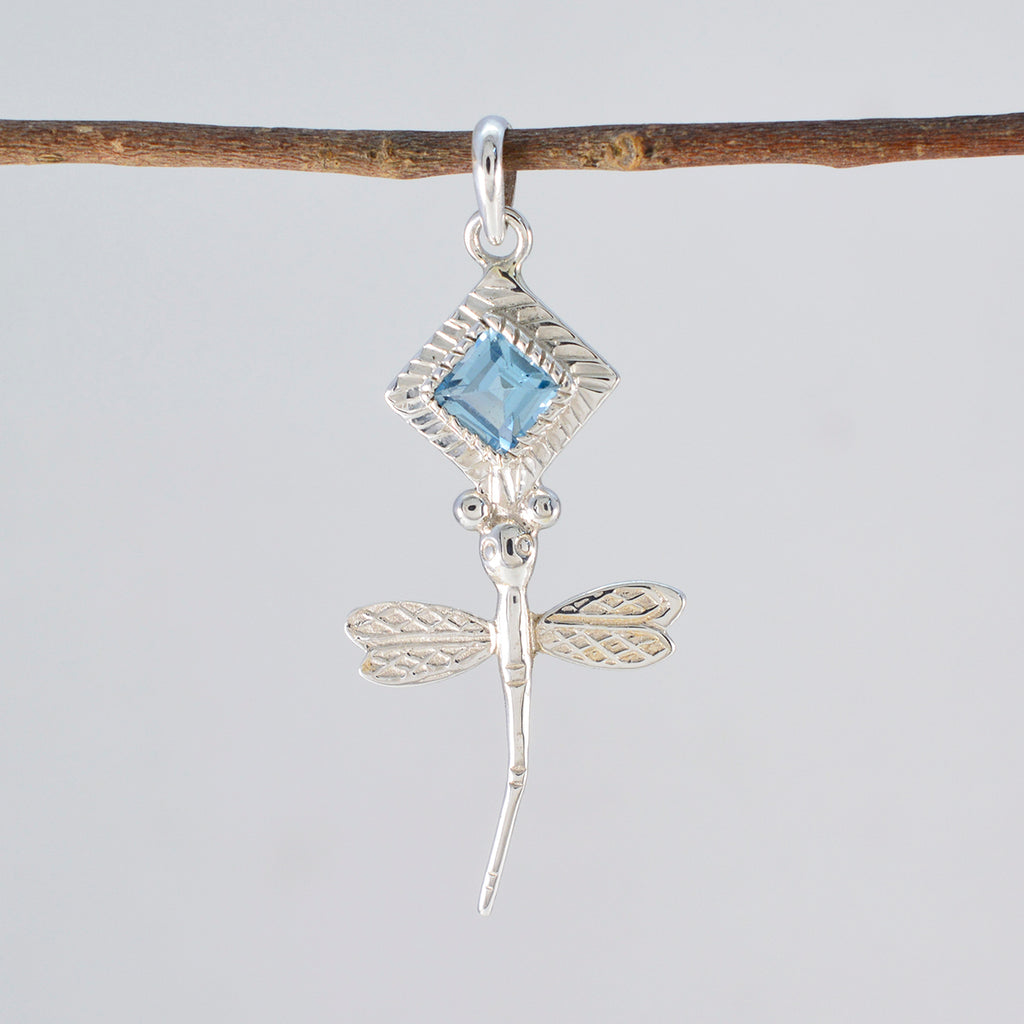 Blue Topaz Whisper-thin Latin American Silver Solitaire Ellie Sophisticated Blue Pendant Jewelry