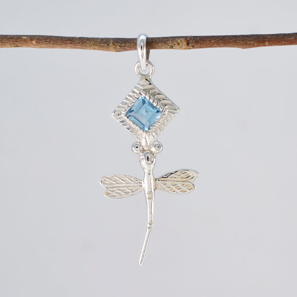 Blue Topaz Whisper-thin Latin American Silver Solitaire Ellie Sophisticated Blue Pendant Jewelry