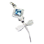 Blue Topaz Whisper-thin Latin American Silver Solitaire Ellie Sophisticated Blue Pendant Jewelry
